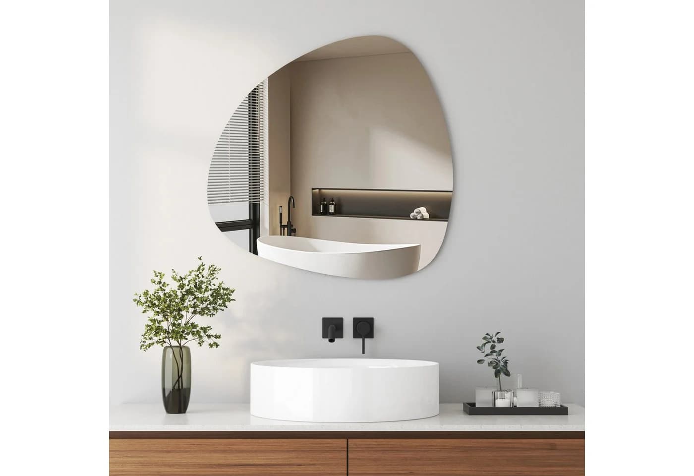 KreaGo Dekospiegel Rahmenlos Asymmetrisch Steinform HD Glas - Bild 2