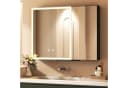 WDWRITTI Spiegelschrank Badezimmer LED Schwarz Doppeltür 80x12,5x60cm Bild 2