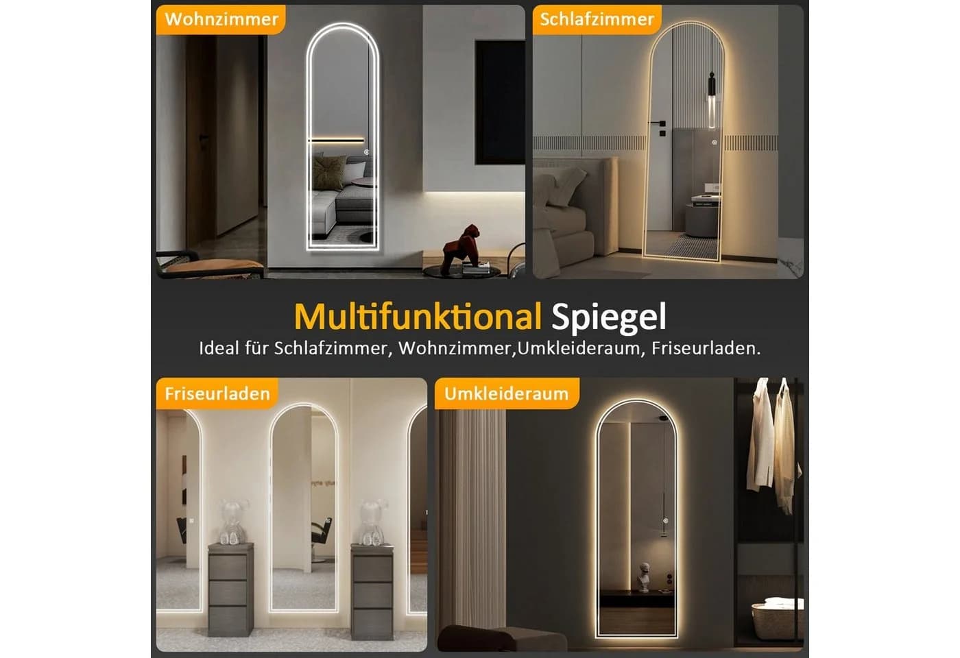 WDWRITTI LED Ganzkörperspiegel 165x60cm ohne Rahmen - Bild 5