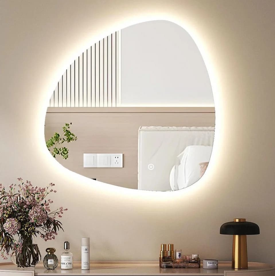 WDWRITTI LED Wandspiegel 80x80cm Steinform Dimmbar - Bild 2