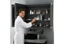 WDWRITTI Spiegelschrank Alu 3-türig 90x60cm Schwarz 3 Lichtmodi Bild 1