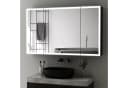 WDWRITTI Spiegelschrank Alu 3-türig 90x60cm Schwarz 3 Lichtmodi Bild 2