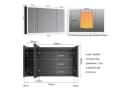 WDWRITTI Badezimmerspiegelschrank LED 3türig 90x60cm Schwarz Bild 3