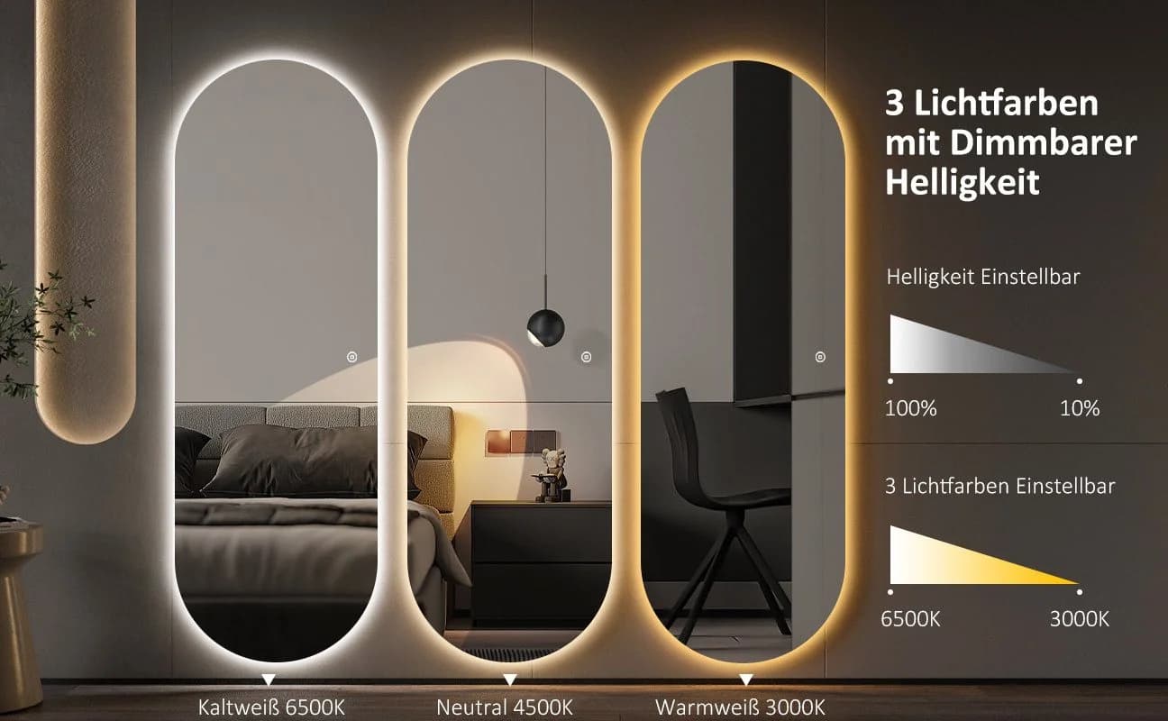 WDWRITTI LED Ganzkörperspiegel 165x60cm - Bild 3