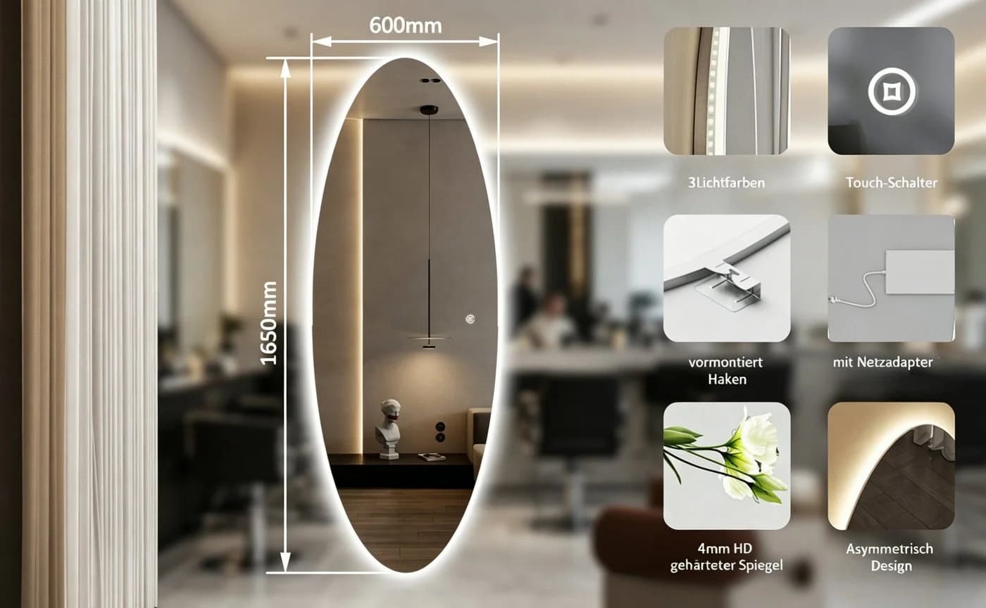 WDWRITTI LED Wandspiegel mit Beleuchtung und Memory-Funktion - Bild 4