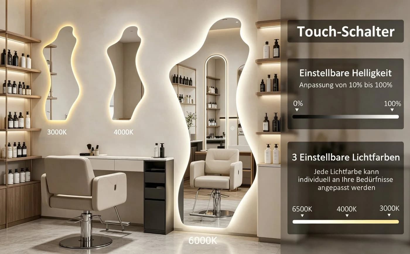 WDWRITTI LED Wandspiegel asymmetrisch mit Memory-Funktion - Bild 3