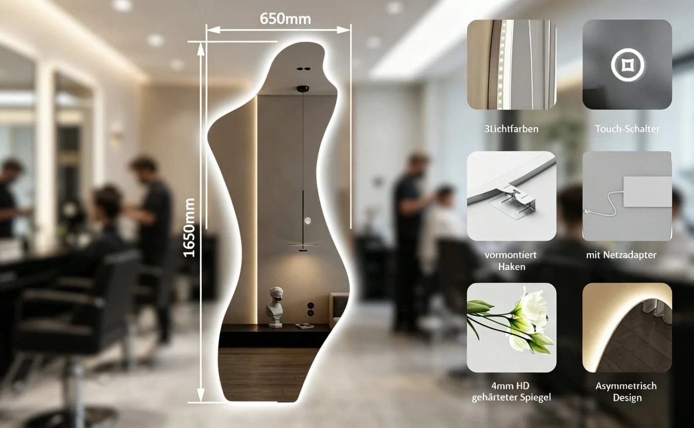 WDWRITTI LED Wandspiegel asymmetrisch mit Memory-Funktion - Bild 4