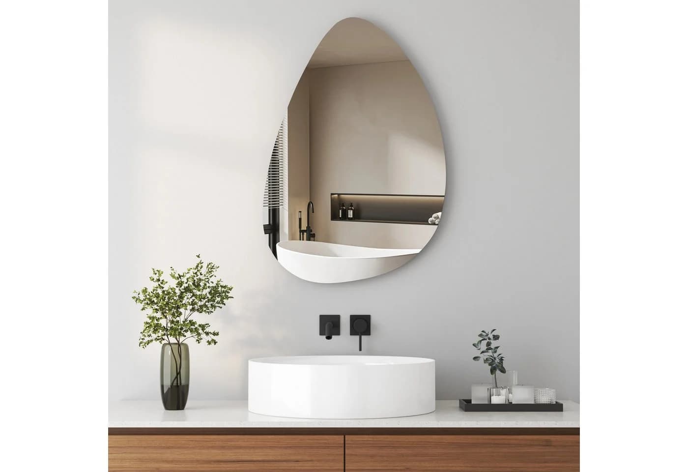 Hopibath Asymmetrischer Wandspiegel Wassertropfen HD-Glas - Bild 2