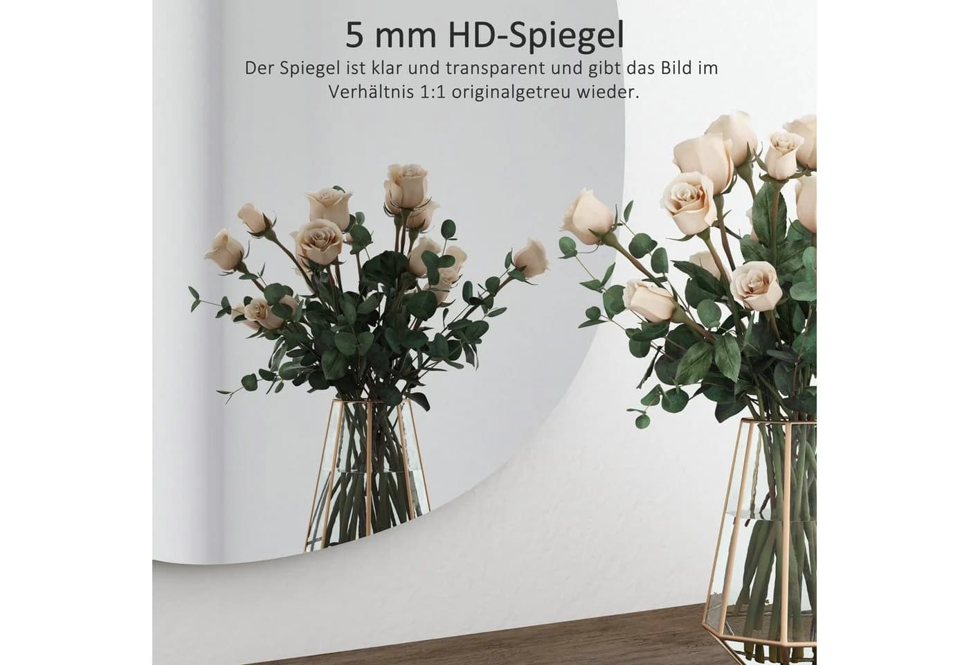 Hopibath Asymmetrischer Wandspiegel Wassertropfen HD-Glas - Bild 3