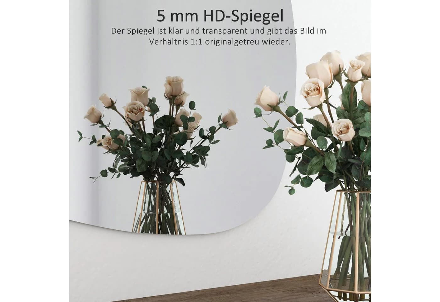 Hopibath Asymmetrischer Dekospiegel Stein 60x60cm Silber - Bild 3