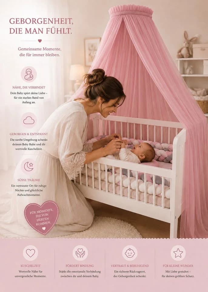 Baby Fancyroom Betthimmel Rosa 12m Tüll - Bild 3