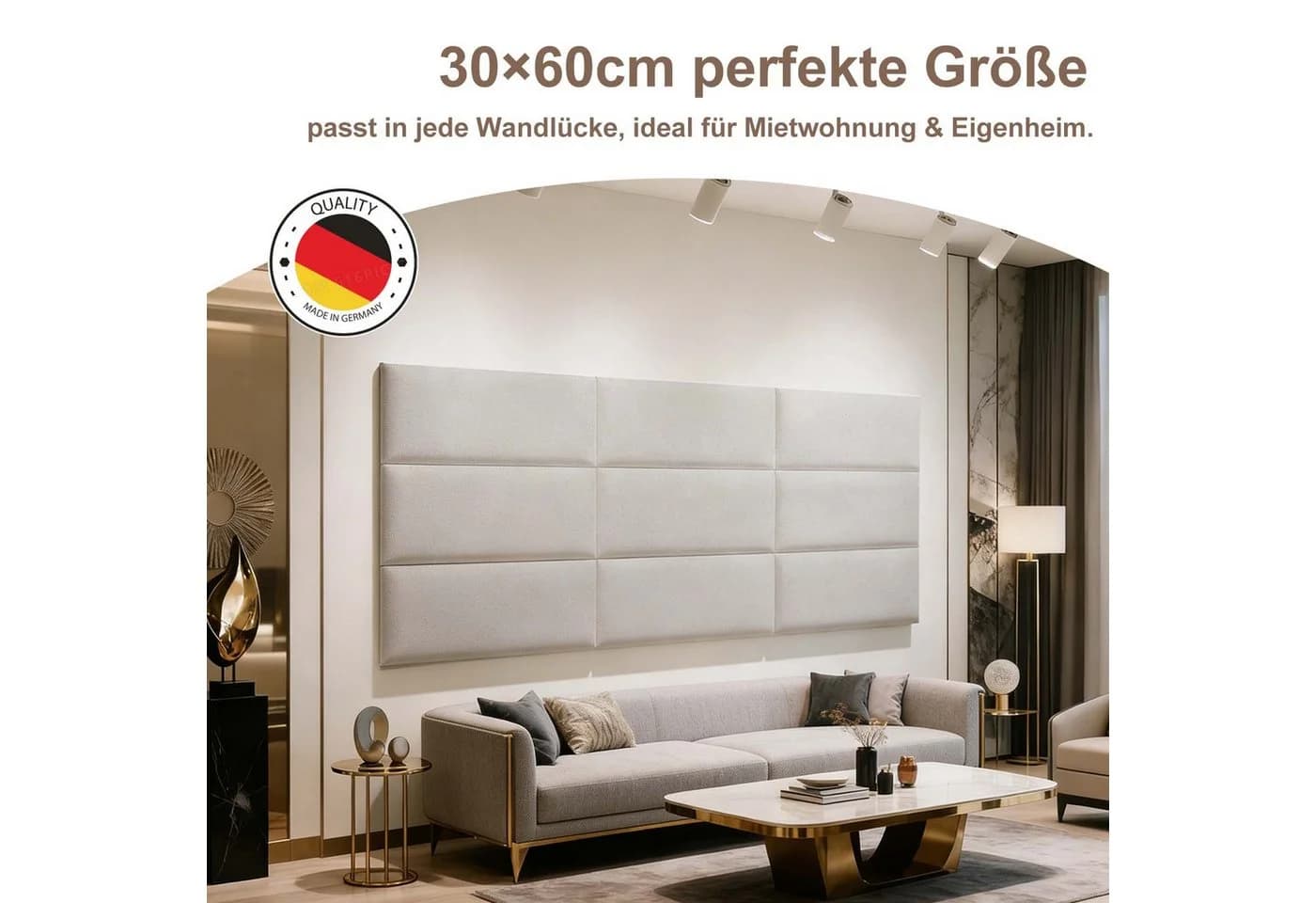 Mejale Wandpolster Wandkissen 3D gepolstert Beige