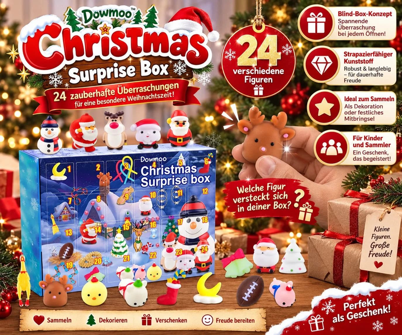 Dowmoo Adventskalender 24 Überraschungsfiguren Blind Box