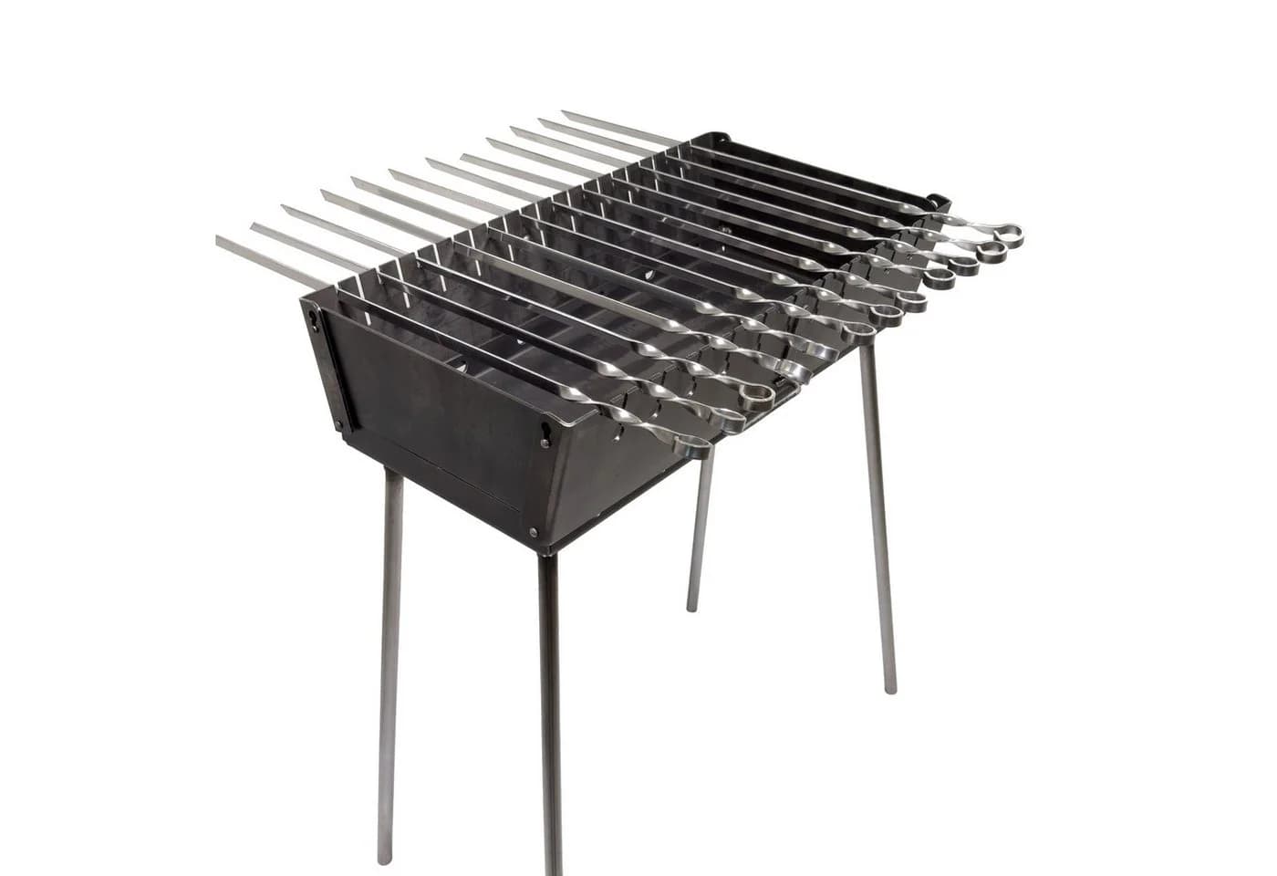 GOROCH Mangal Grill Stahl 3 mm für 12 Spieße Grau