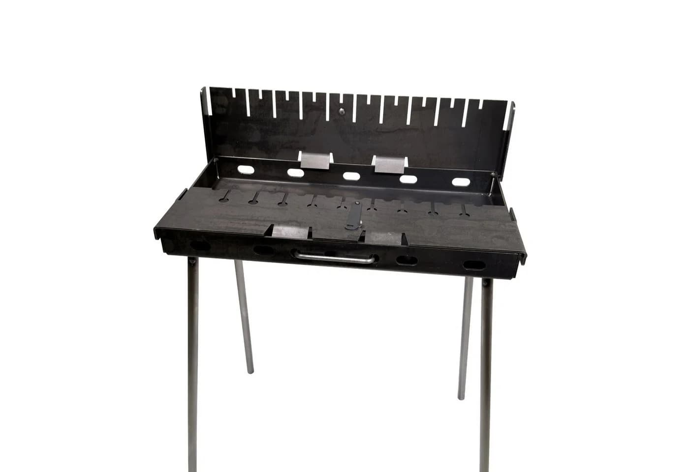 GOROCH Schaschlikgrill Mangal Grau Verstärkter Stahl 3 mm für 10 Spieße