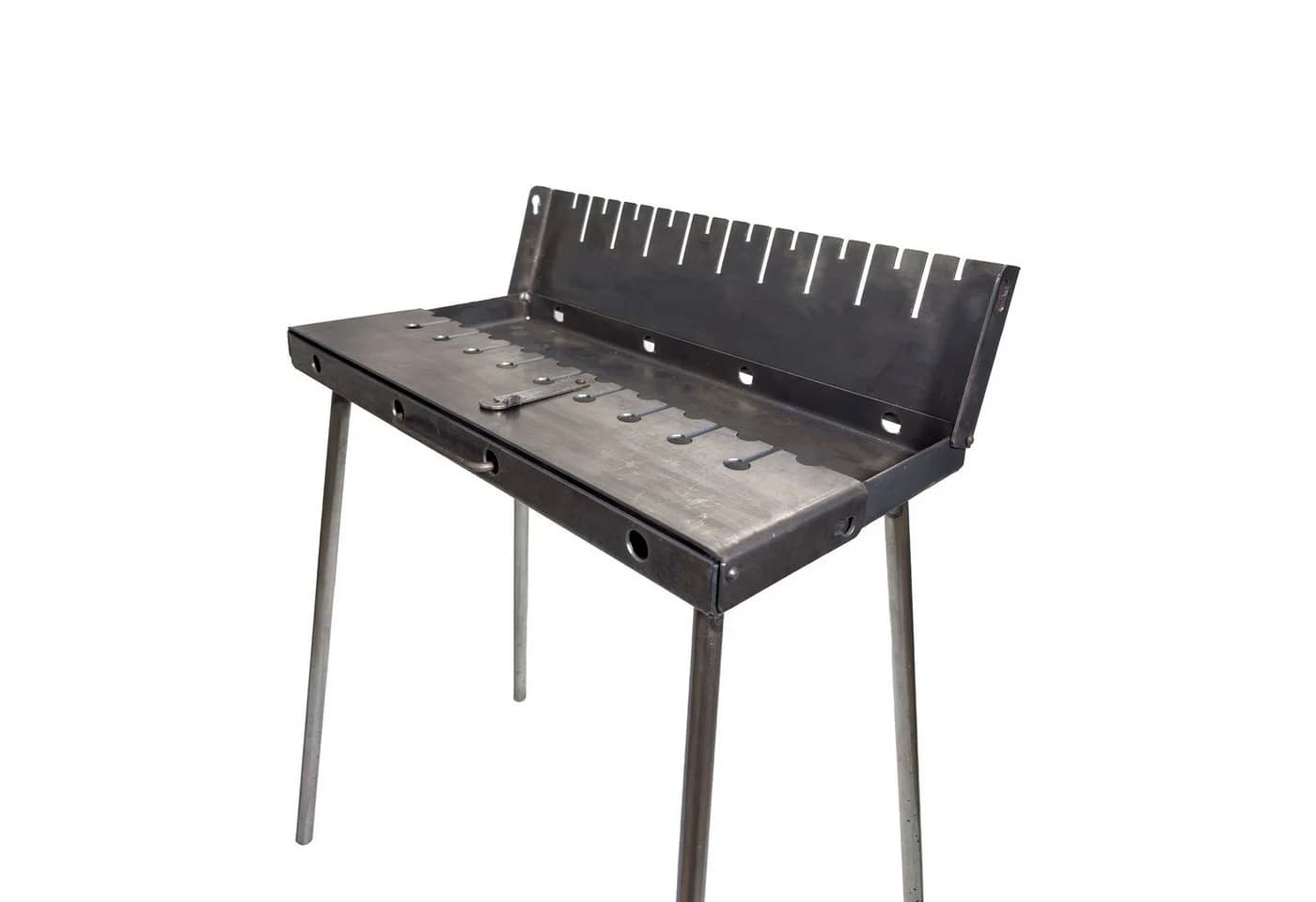 GOROCH Klappbarer Mangal Grill Stahl Grau für 10 Spieße