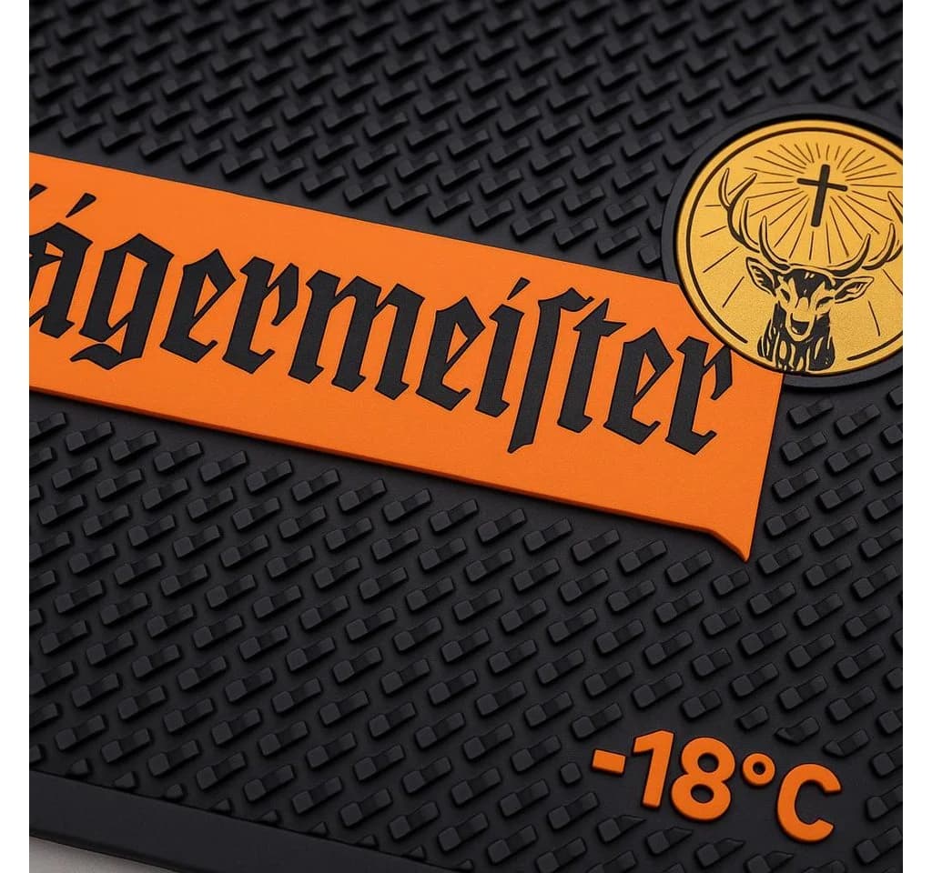 Jägermeister Barmatte Schwarz-Orange Rutschfest Silikon