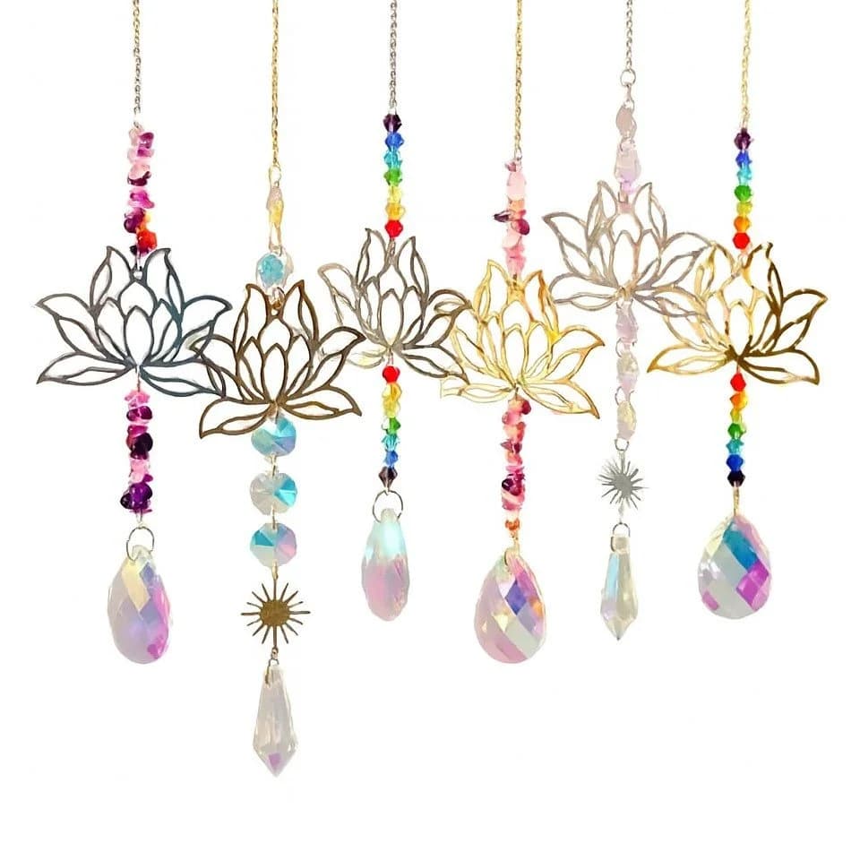 Venicce Love Lichtfänger Sonnenfänger Set Lotusblumen - Chakra Kristalle 6 Stück - Bild 2