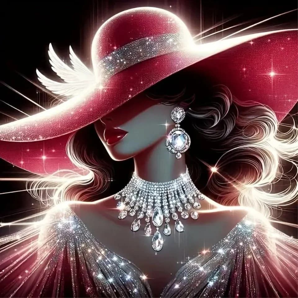Venicce Love Kreativset Diamond Painting Bilder 5D Diamant Painting Malerei Set Frau mit Hut - Bild 2
