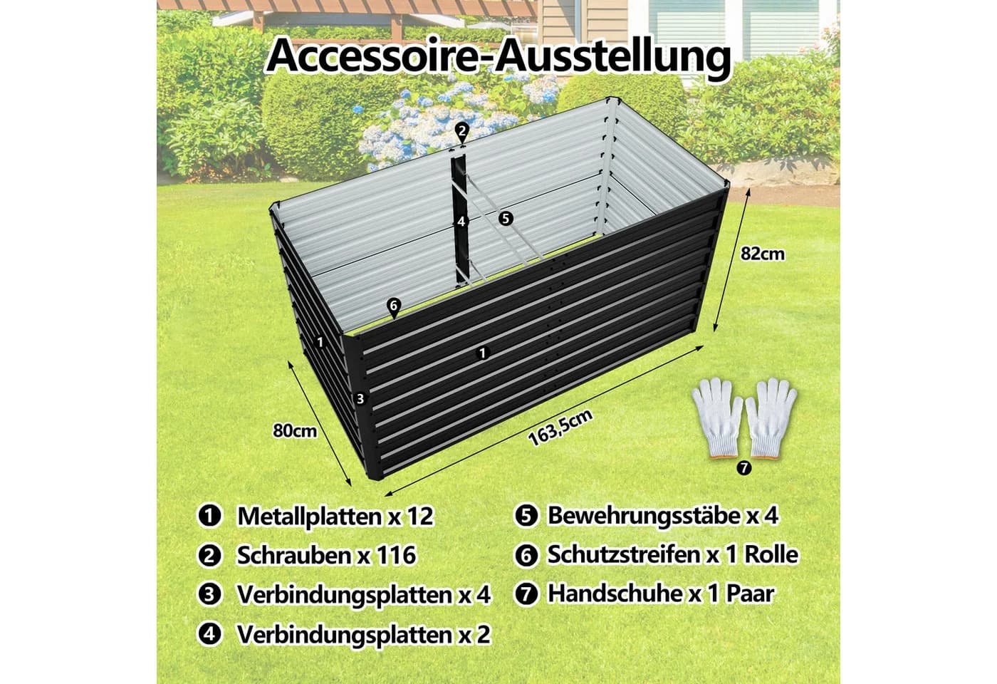 Thanaddo Hochbeet Metall Pflanzkasten 160x80x84 cm
