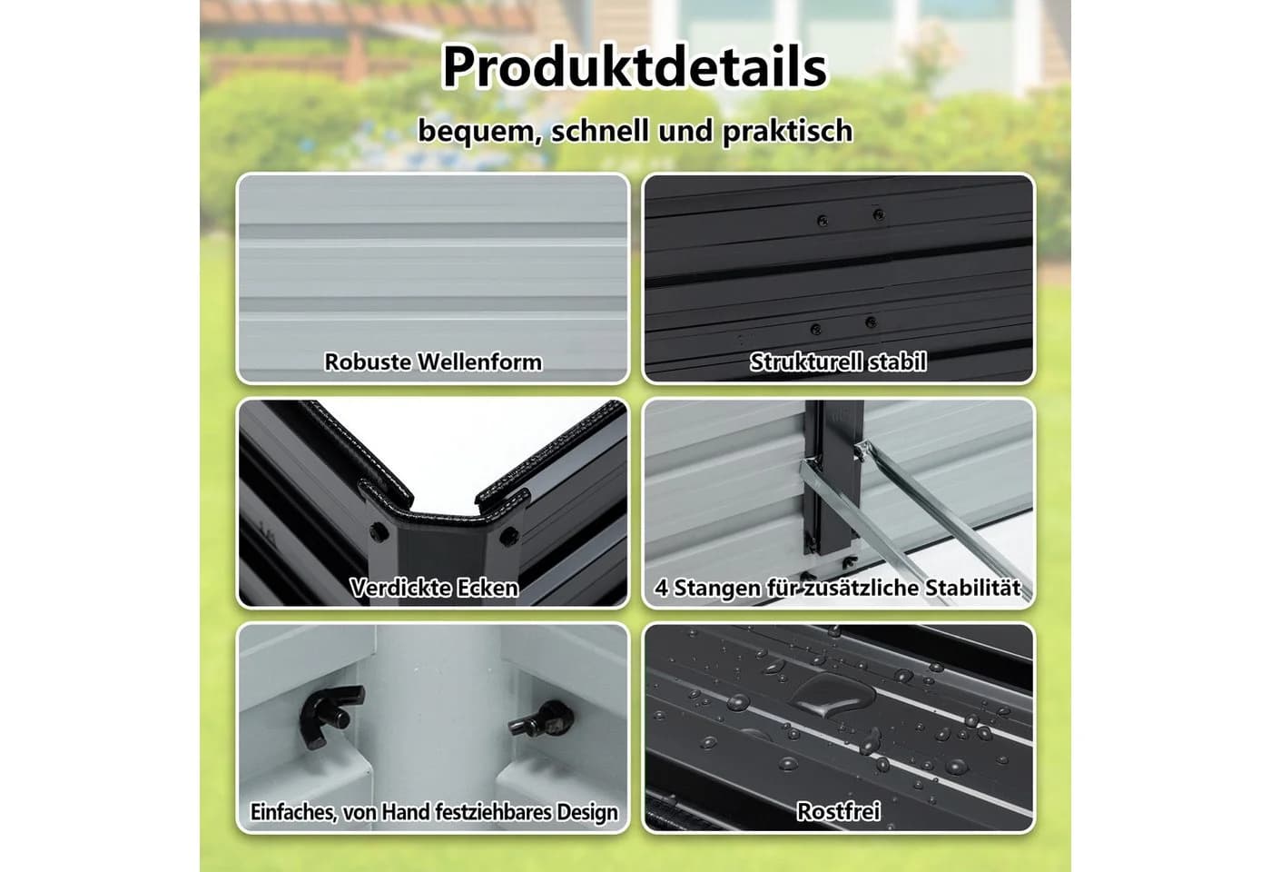 Thanaddo Hochbeet Metall Pflanzkasten 160x80x84 cm - Bild 5