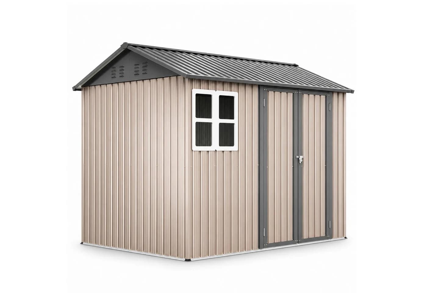 Thanaddo Gartenhaus aus Metall mit Fenstern, 251x180x201cm, Braun - Bild 3