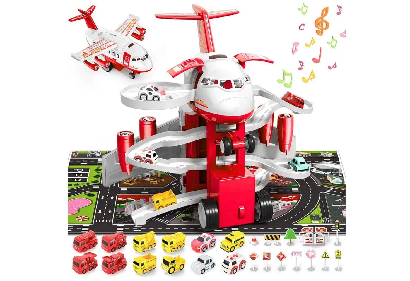 Vivitar Spielzeug-Flugzeug mit 12 Stadtautos & Rennstrecke - Bild 2
