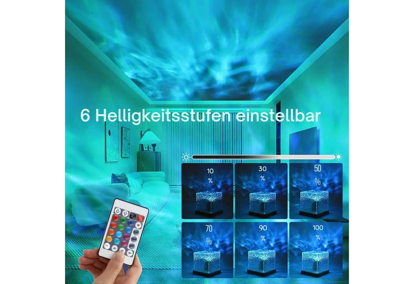 RGB-Nachtlicht und Projektor 3D Galaxy und Ozeanwellen Design - Bild 3