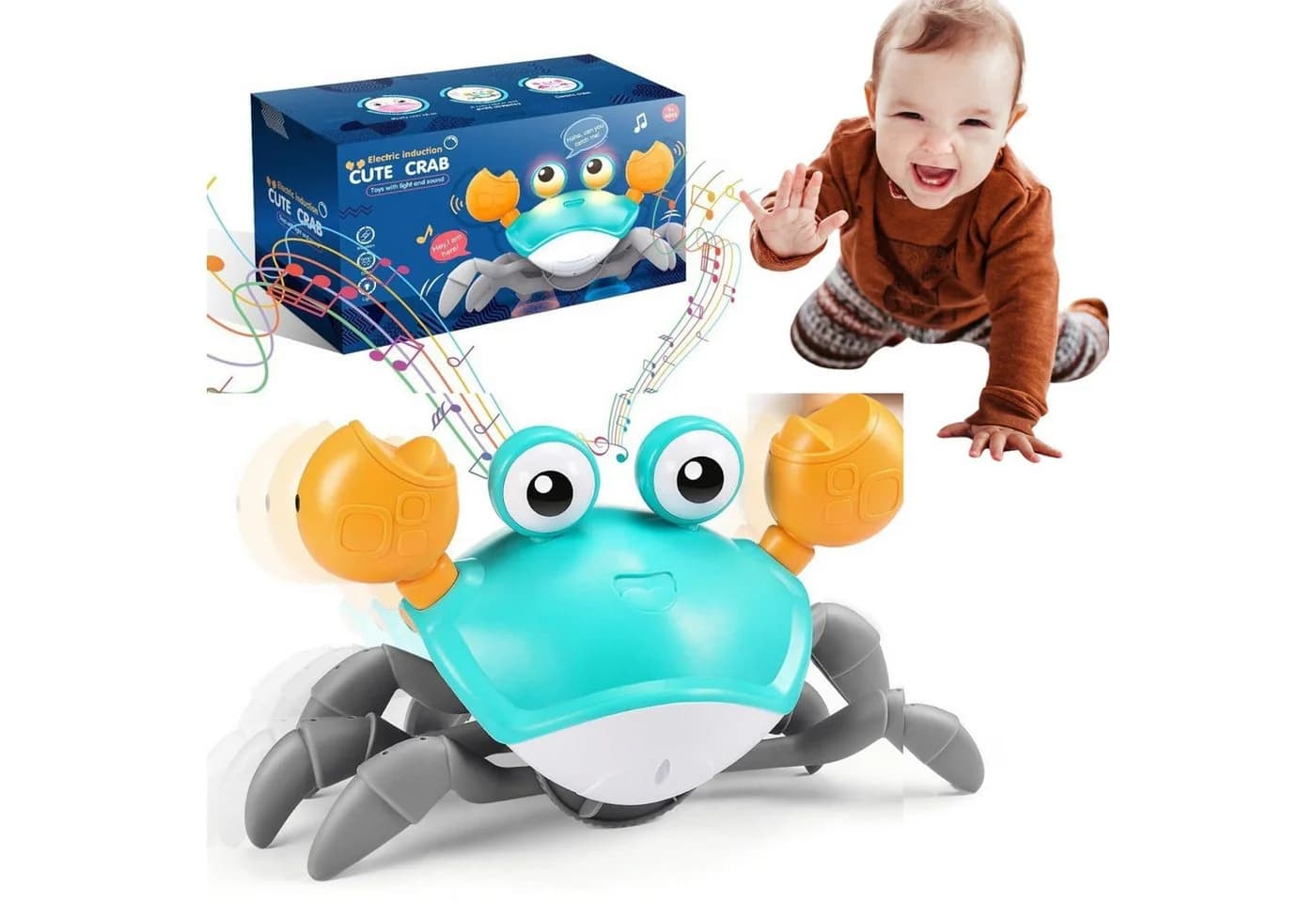 Vivitar Krabben-Babypielzeug Interaktives Lernspielzeug Blau LED-Lichter Musik - Bild 2