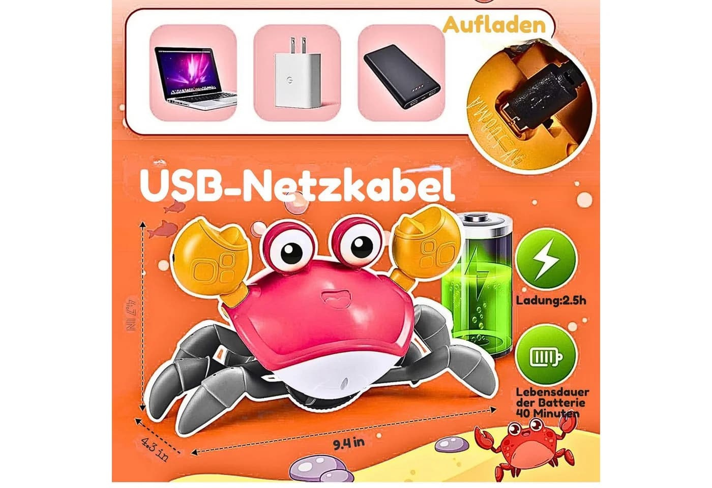 Vivitar Krabben-Babypielzeug Interaktives Lernspielzeug für Babys & Kleinkinder