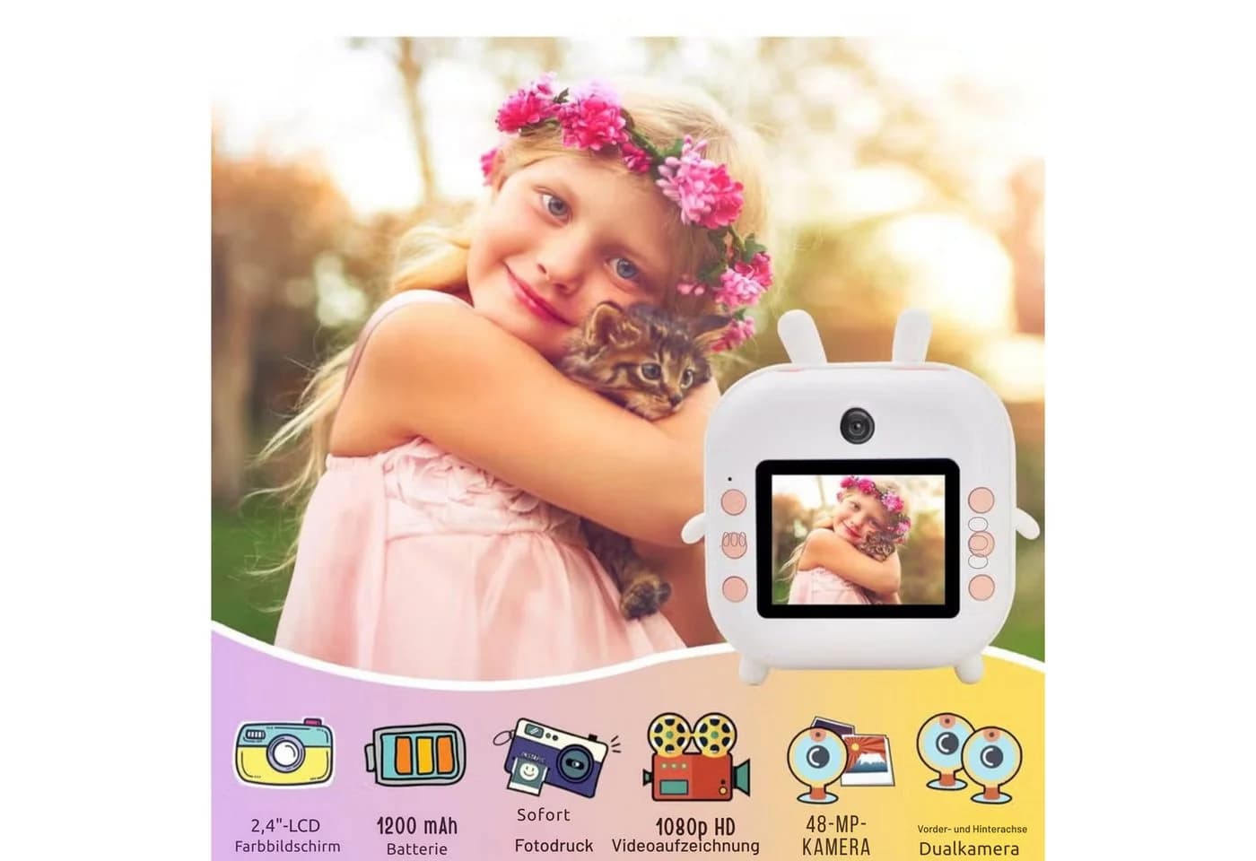 Vivitar Kinderkamera 48MP Sofortbildkamera mit 32GB Speicherkarte