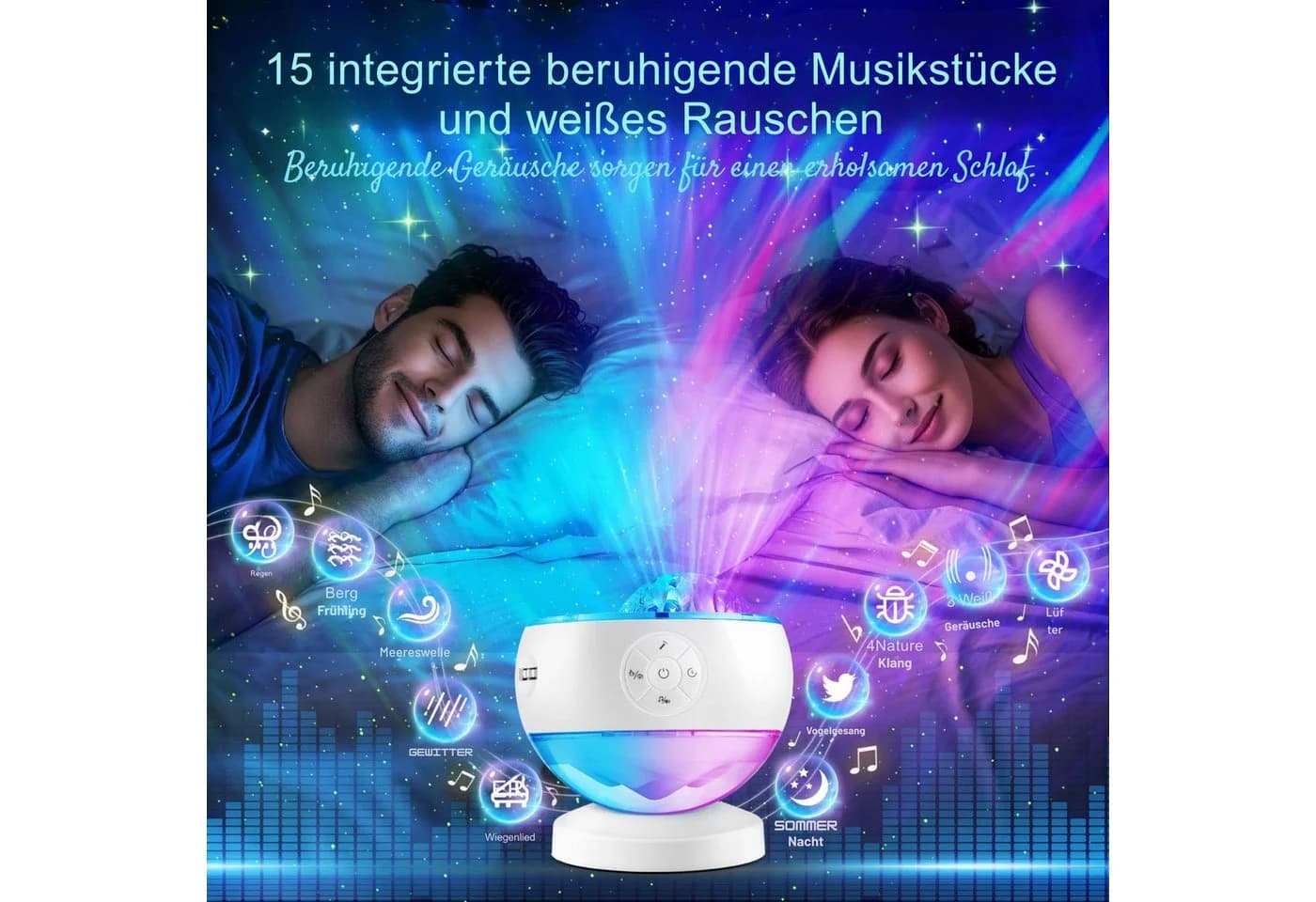 Vivitar LED Sternenhimmel Projektor mit Fernbedienung, 3D Galaxy Lampe 16 Farben
