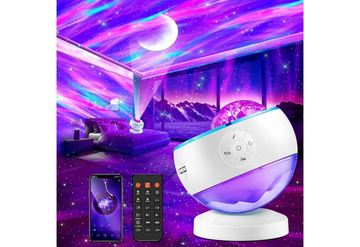 Vivitar LED Sternenhimmel Projektor mit Fernbedienung, 3D Galaxy Lampe 16 Farben - Bild 2