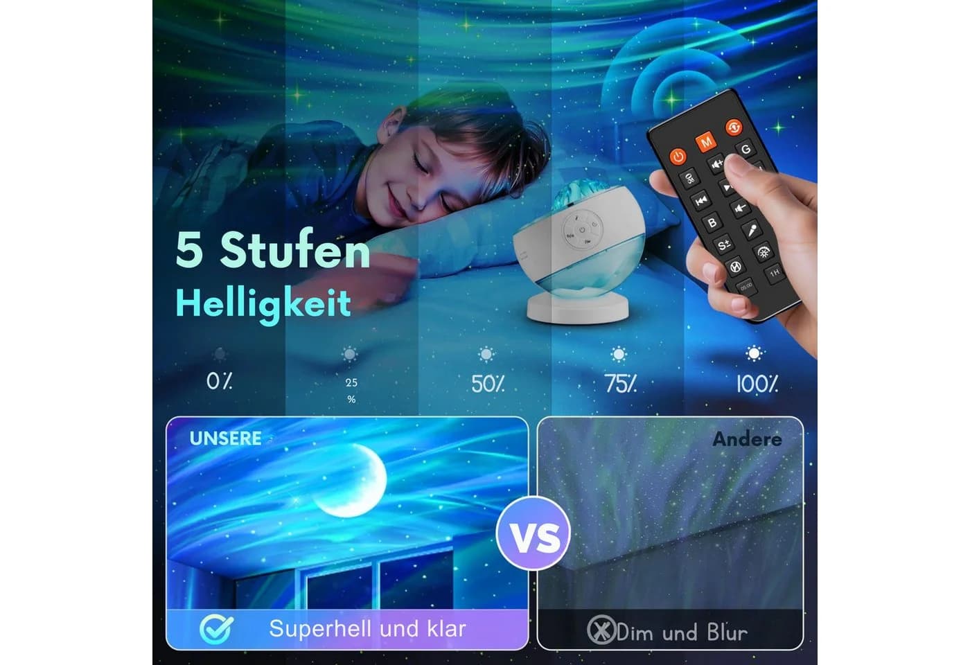 Vivitar LED Sternenhimmel Projektor mit Fernbedienung, 3D Galaxy Lampe 16 Farben - Bild 5