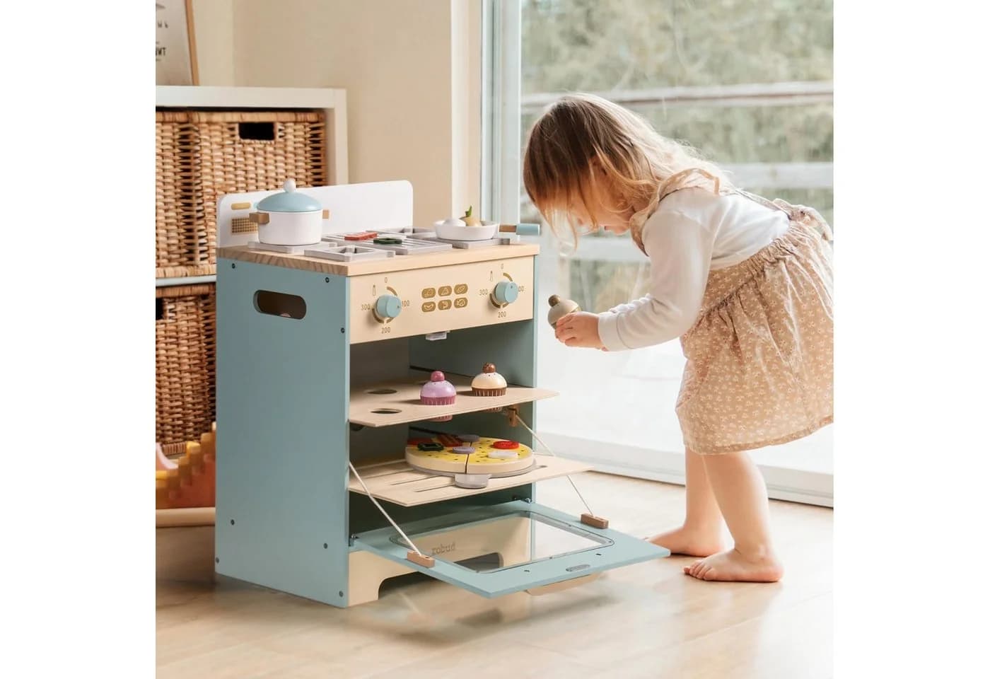 Vivitar Spielküche Holz-Spielzeug-Ofen-Set mit Soundeffekten
