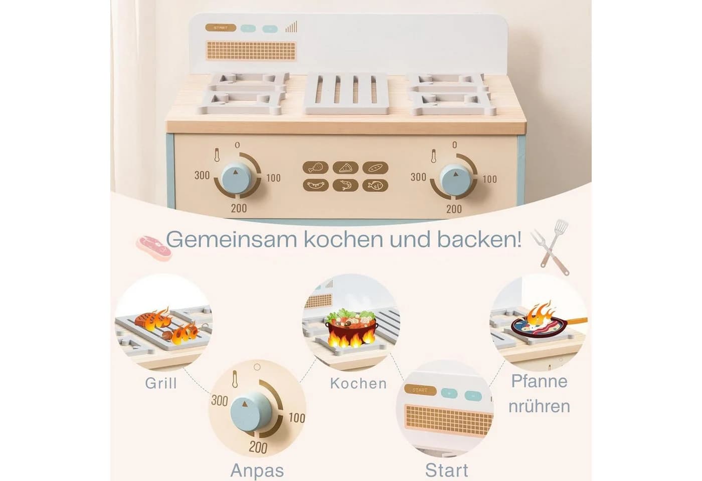 Vivitar Spielküche Holz-Spielzeug-Ofen-Set mit Soundeffekten - Bild 5