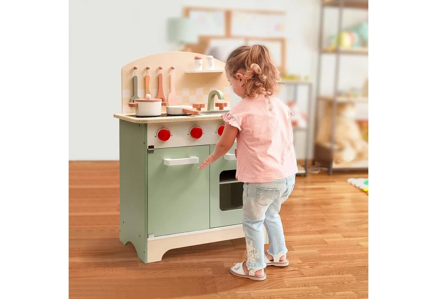 Vivitar Spielküche aus Holz mit Herd, Backofen, Kühlschrank, Mikrowelle & Spüle - Bild 5