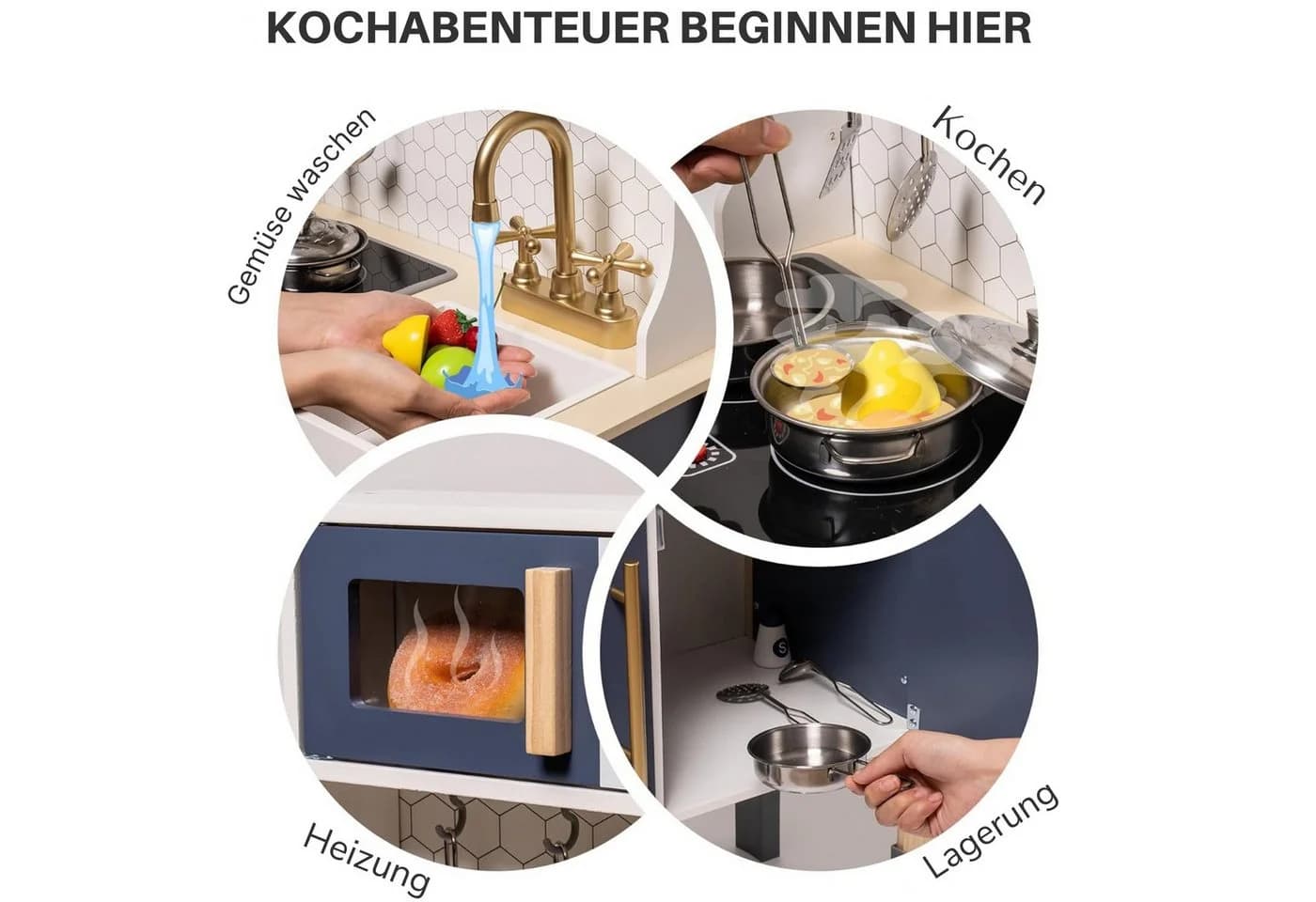 Vivitar Spielküche aus Holz blau höhenverstellbar mit Licht & Sound - Bild 5