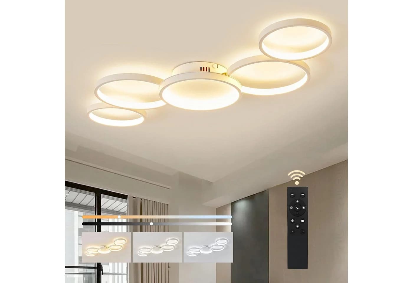 Vivitar LED Deckenleuchte 5-Ring-Design 41W Dimmbar Fernbedienung - Bild 2