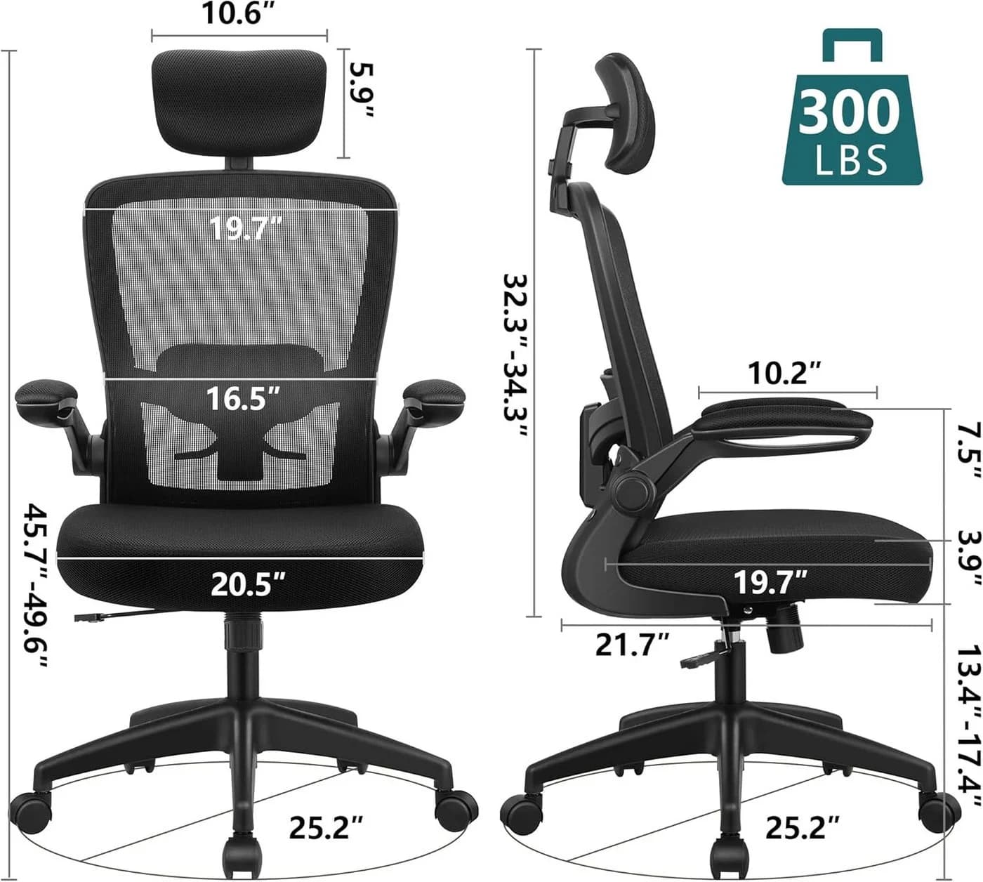 Vivitar Bürostuhl Ergonomisch Mit Kopfstütze & Lendenwirbelstütze