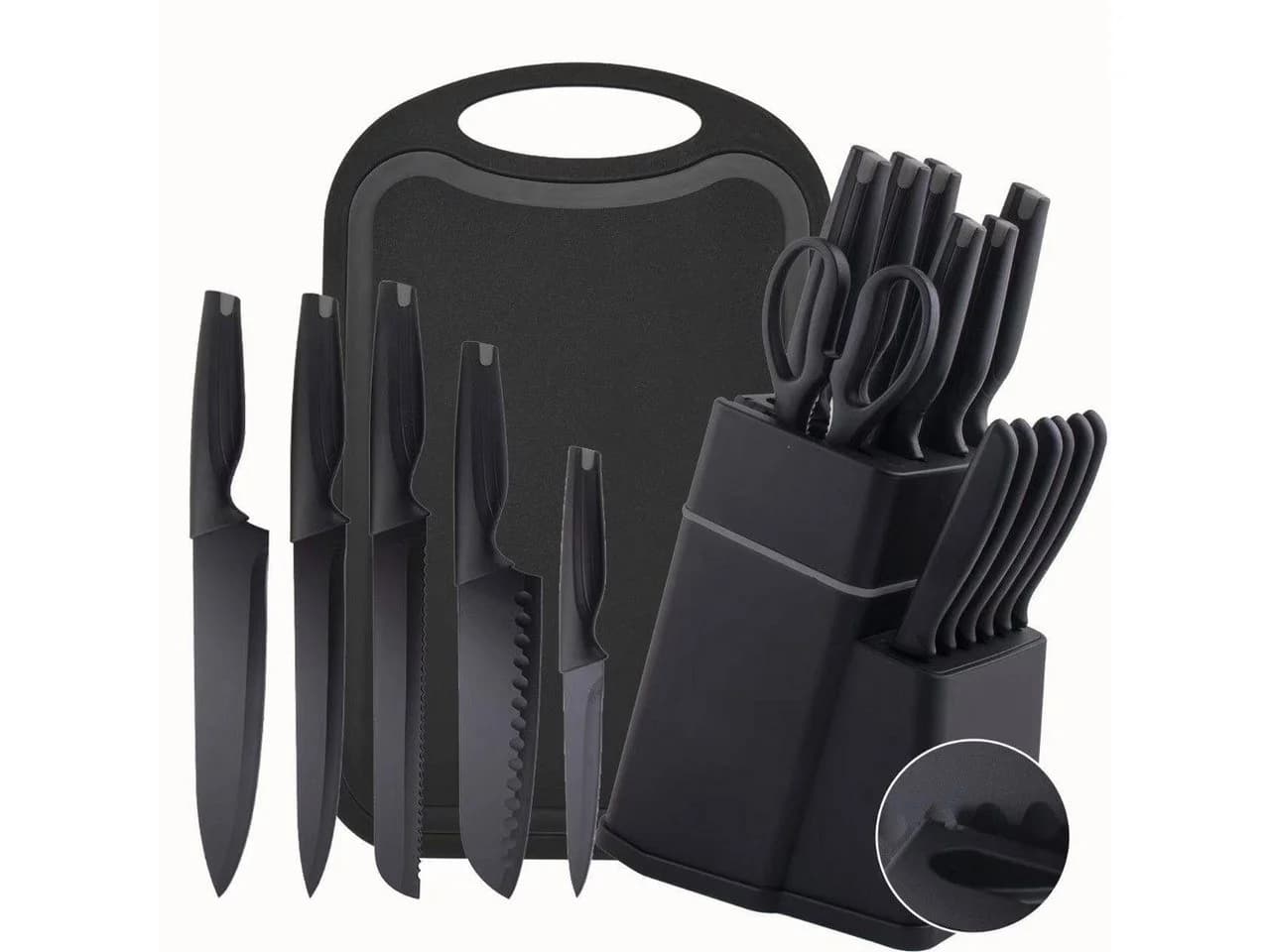 Vivitar 15-tlg. Küchenmesserset Schwarz mit Messerblock & Schneidebrett - Bild 2