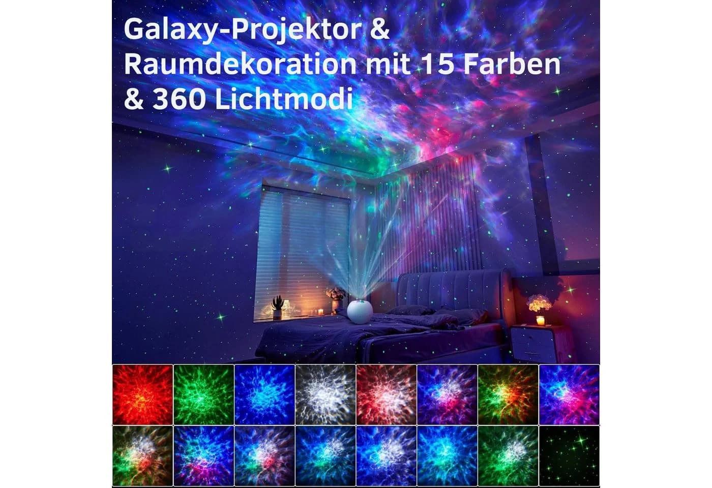 Vivitar LED-Sternenhimmel Projektor mit 15 Farben, Bluetooth & Schlafliedern - Bild 5