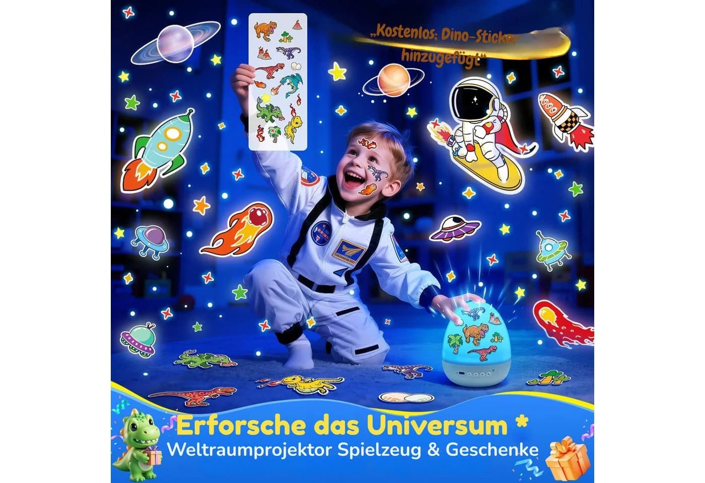 Vivitar LED-Sternenhimmel Dino-Ei-Projektor mit 12 Filmen & 7 Farben