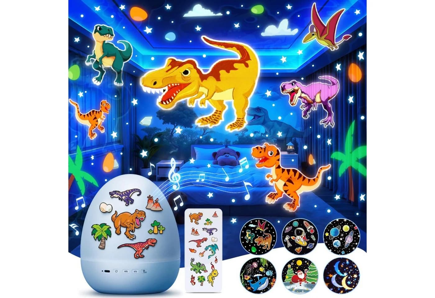 Vivitar LED-Sternenhimmel Dino-Ei-Projektor mit 12 Filmen & 7 Farben - Bild 2