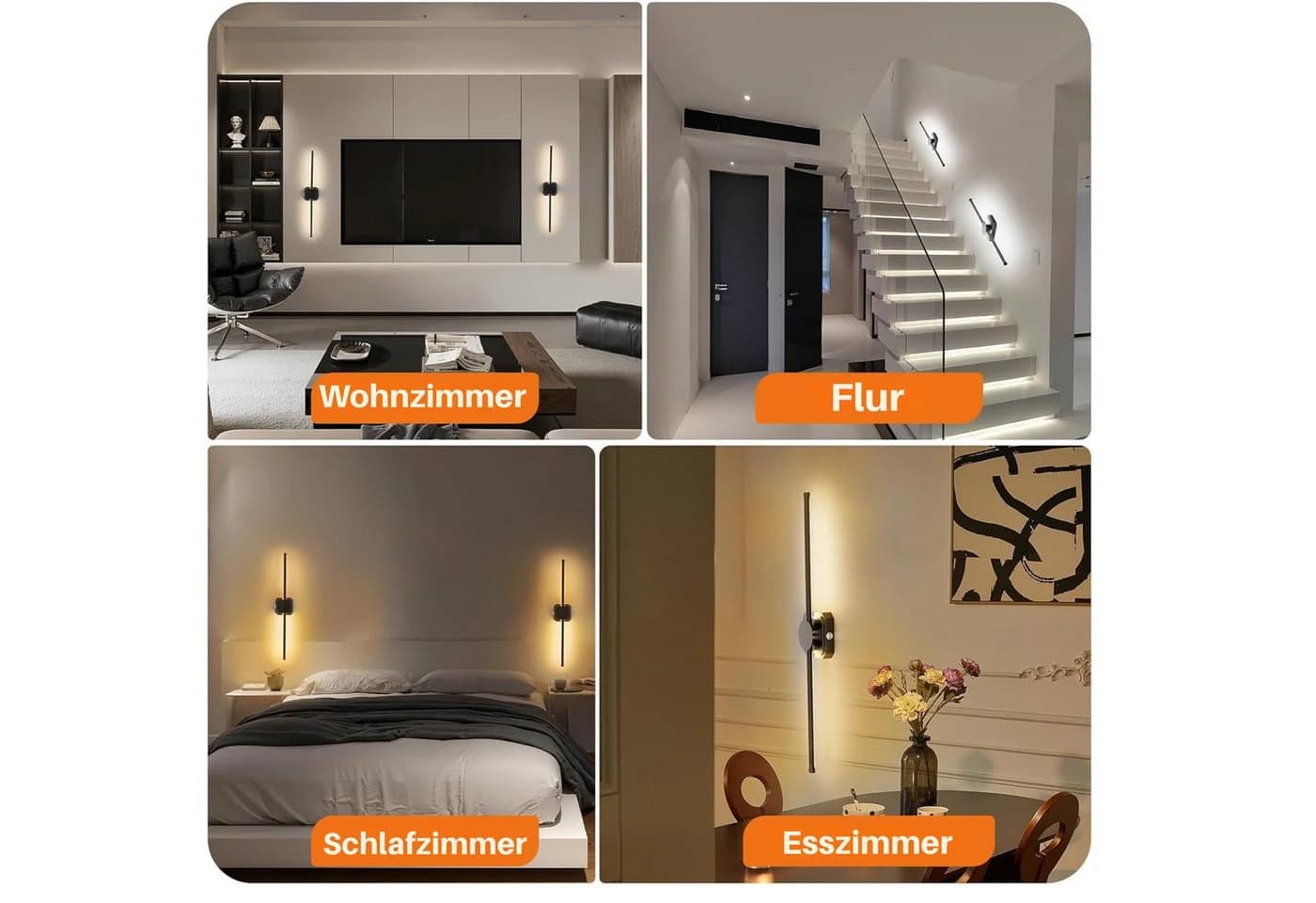 Vivitar LED Wandleuchte Schwarz Kabellos Dimmbar mit Fernbedienung