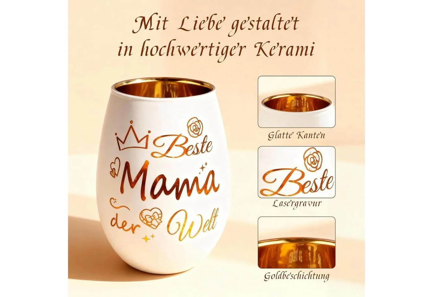 Vivitar Teelichthalter Glas Gold Gravierter Windlicht