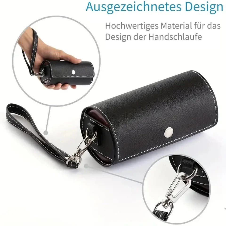 Venicce Love Pillendose 7 Tage 2 Fächer Morgens & Abends PU-Lederetui Schwarz