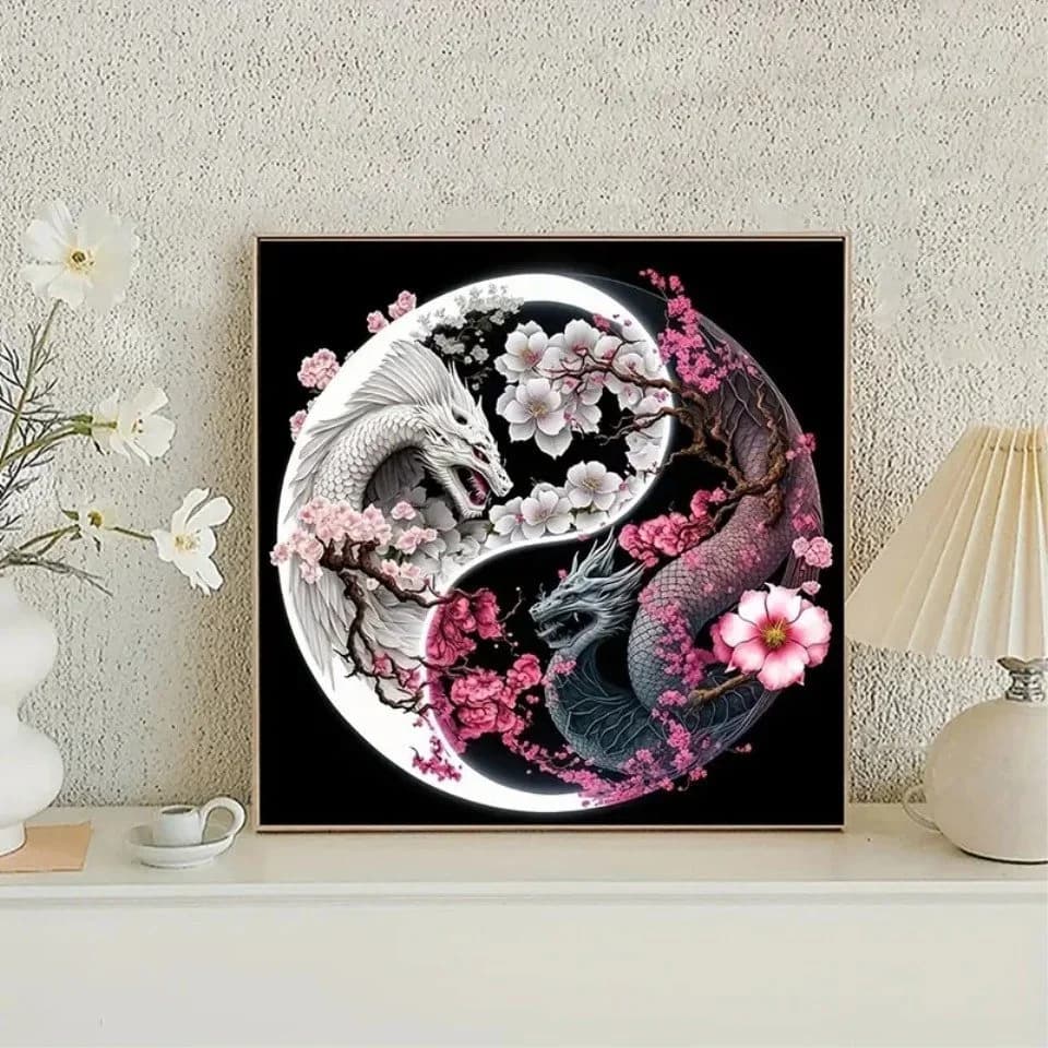 Venicce Love Kreativset Diamond Painting Bilder, Diamant Malerei Set Yin Yang Drache