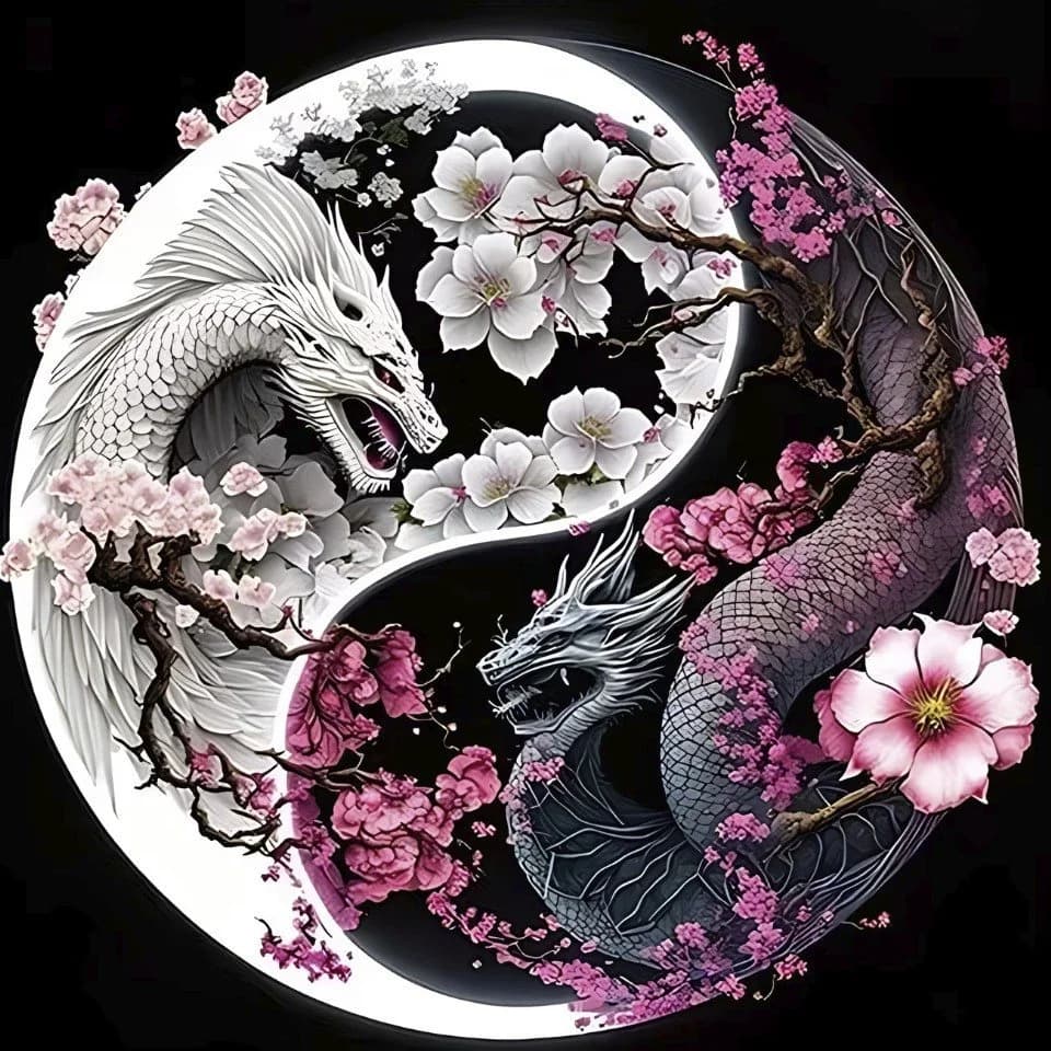 Venicce Love Kreativset Diamond Painting Bilder, Diamant Malerei Set Yin Yang Drache - Bild 2