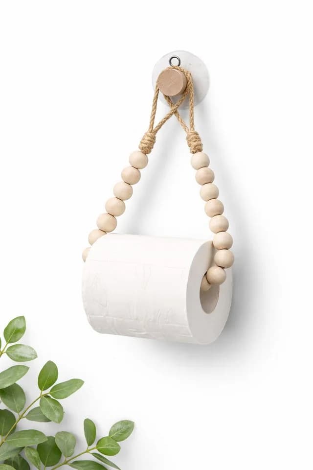 Venicce Love Toilettenpapierhalter Beige Massivholz Jute